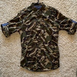 Zara camouflage button up shirt